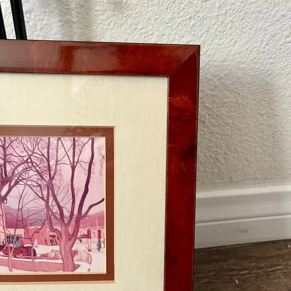 Framed Red Wood Finish Art Print with Ivory Mat